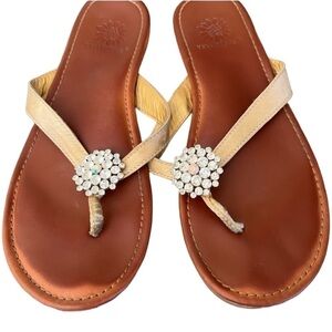 Yellow Box crystal embellished with crystals leather sandals